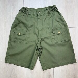 BSA Boy Youth 16 Scouts Official Uniform Shorts Green Cargo Elastic Waist